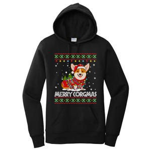 Corgi Dog Merry Corgmas Santa Corgi Ugly Christmas Sweater Long Sleeve Women's Pullover Hoodie