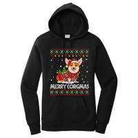 Corgi Dog Merry Corgmas Santa Corgi Ugly Christmas Sweater Long Sleeve Women's Pullover Hoodie