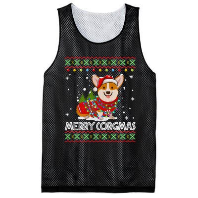 Corgi Dog Merry Corgmas Santa Corgi Ugly Christmas Sweater Long Sleeve Mesh Reversible Basketball Jersey Tank