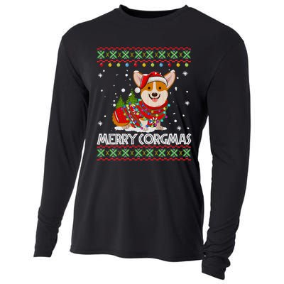 Corgi Dog Merry Corgmas Santa Corgi Ugly Christmas Sweater Long Sleeve Cooling Performance Long Sleeve Crew