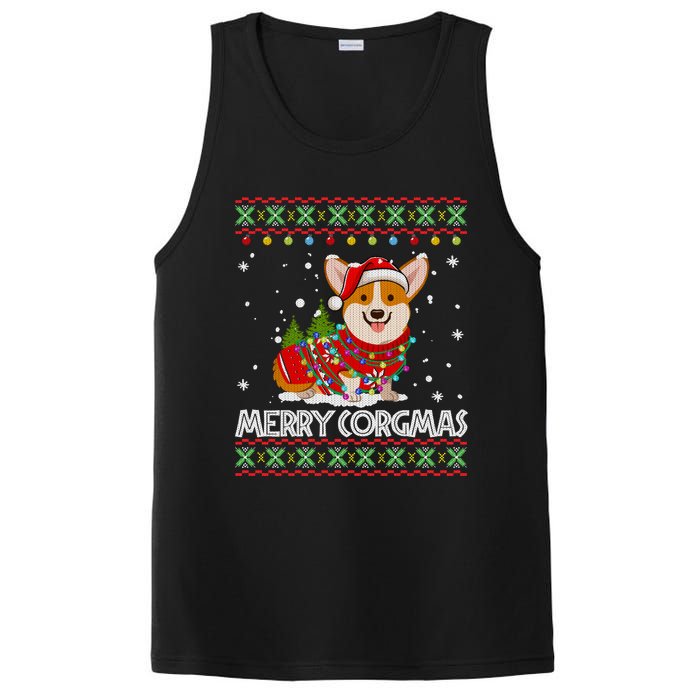 Corgi Dog Merry Corgmas Santa Corgi Ugly Christmas Sweater Long Sleeve PosiCharge Competitor Tank