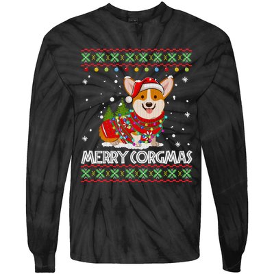 Corgi Dog Merry Corgmas Santa Corgi Ugly Christmas Sweater Long Sleeve Tie-Dye Long Sleeve Shirt