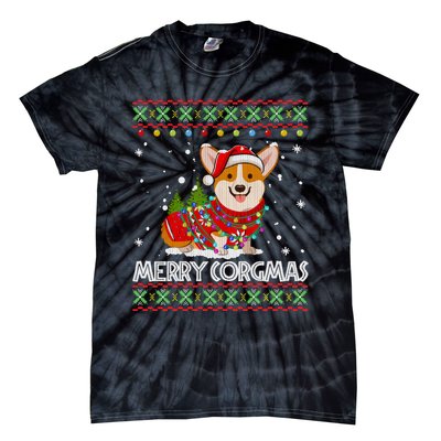 Corgi Dog Merry Corgmas Santa Corgi Ugly Christmas Sweater Long Sleeve Tie-Dye T-Shirt