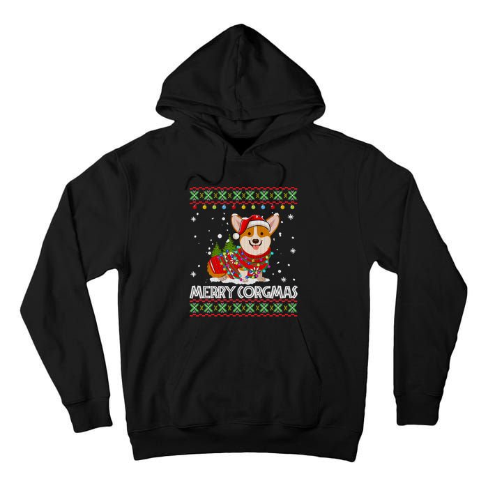 Corgi Dog Merry Corgmas Santa Corgi Ugly Christmas Sweater Long Sleeve Tall Hoodie