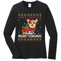 Corgi Dog Merry Corgmas Santa Corgi Ugly Christmas Sweater Long Sleeve Ladies Long Sleeve Shirt