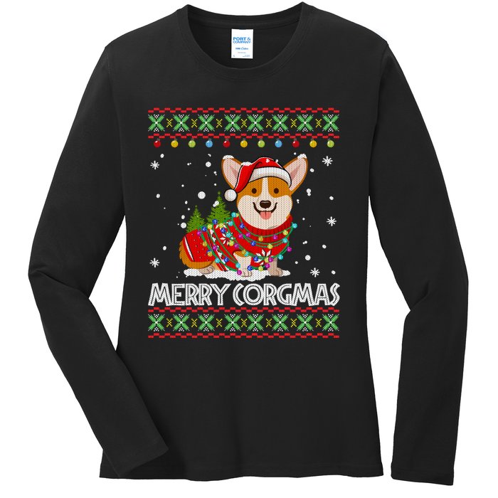 Corgi Dog Merry Corgmas Santa Corgi Ugly Christmas Sweater Long Sleeve Ladies Long Sleeve Shirt