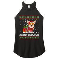 Corgi Dog Merry Corgmas Santa Corgi Ugly Christmas Sweater Long Sleeve Women's Perfect Tri Rocker Tank