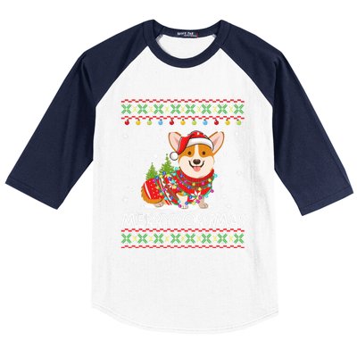 Corgi Dog Merry Corgmas Santa Corgi Ugly Christmas Sweater Long Sleeve Baseball Sleeve Shirt