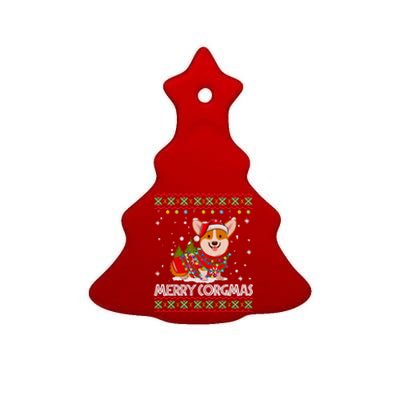 Corgi Dog Merry Corgmas Santa Corgi Ugly Christmas Sweater Long Sleeve Ceramic Tree Ornament