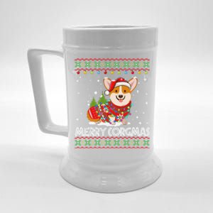 Corgi Dog Merry Corgmas Santa Corgi Ugly Christmas Sweater Long Sleeve Beer Stein