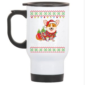 Corgi Dog Merry Corgmas Santa Corgi Ugly Christmas Sweater Long Sleeve Stainless Steel Travel Mug