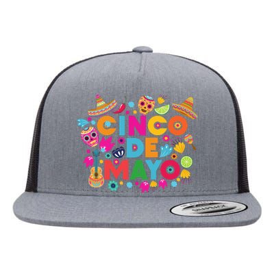 Cinco De Mayo Colorful Celebration Fiesta Flat Bill Trucker Hat