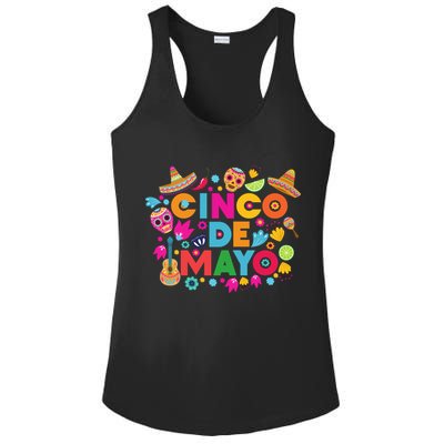 Cinco De Mayo Colorful Celebration Fiesta Ladies PosiCharge Competitor Racerback Tank