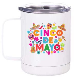 Cinco De Mayo Colorful Celebration Fiesta 12 oz Stainless Steel Tumbler Cup