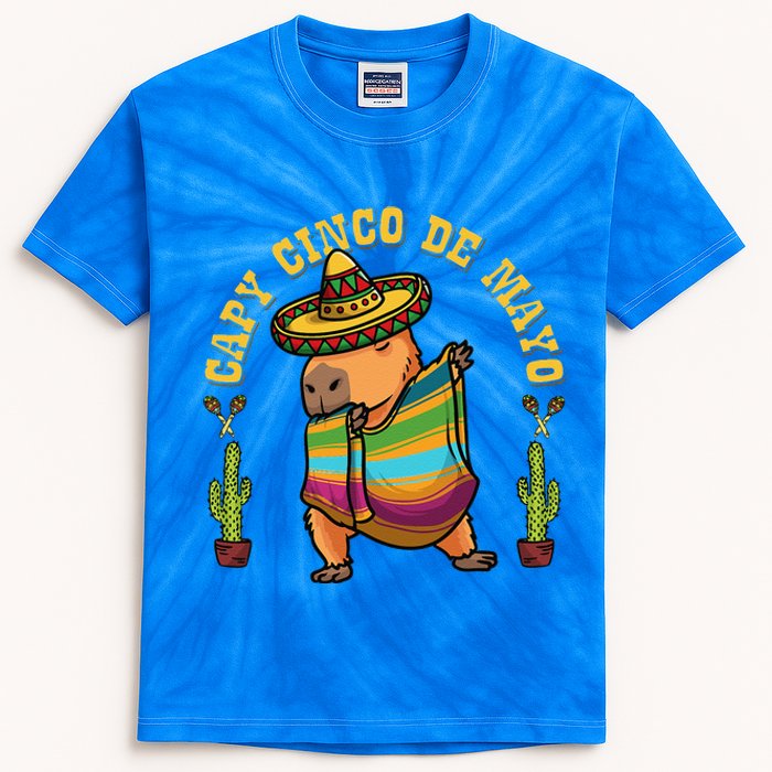 Cinco De Mayo Capybaras Mexican Capybara Kids Tie-Dye T-Shirt