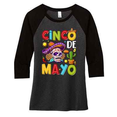 Cinco De Mayo Mexican Fiesta 5 De Mayo For Mexican Women's Tri-Blend 3/4-Sleeve Raglan Shirt