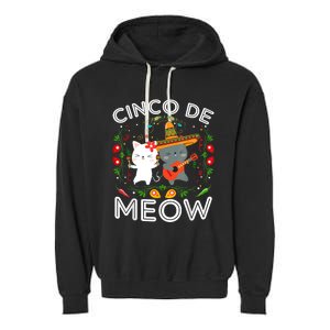 Cinco De Meow Mexican Kawaii Cat Kitten Garment-Dyed Fleece Hoodie