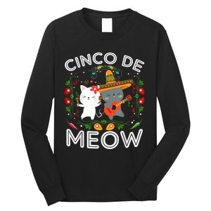 Cinco De Meow Mexican Kawaii Cat Kitten Long Sleeve Shirt