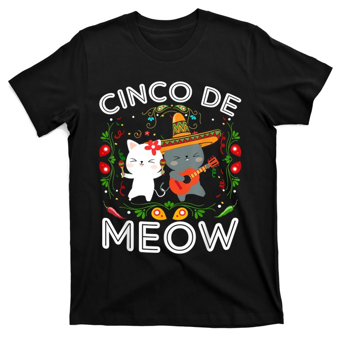 Cinco De Meow Mexican Kawaii Cat Kitten T-Shirt