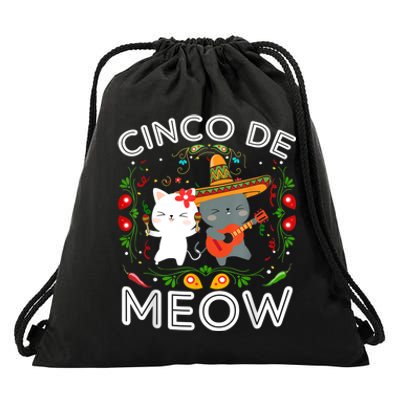 Cinco De Meow Mexican Kawaii Cat Kitten Drawstring Bag