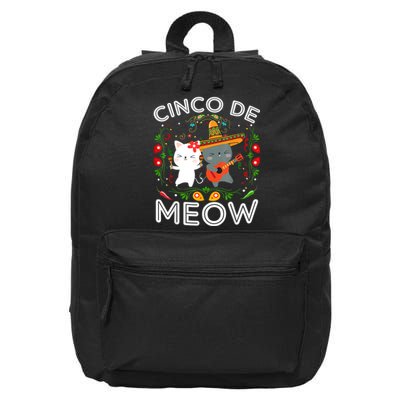 Cinco De Meow Mexican Kawaii Cat Kitten 16 in Basic Backpack