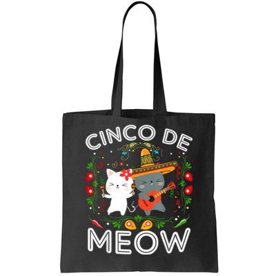 Cinco De Meow Mexican Kawaii Cat Kitten Tote Bag