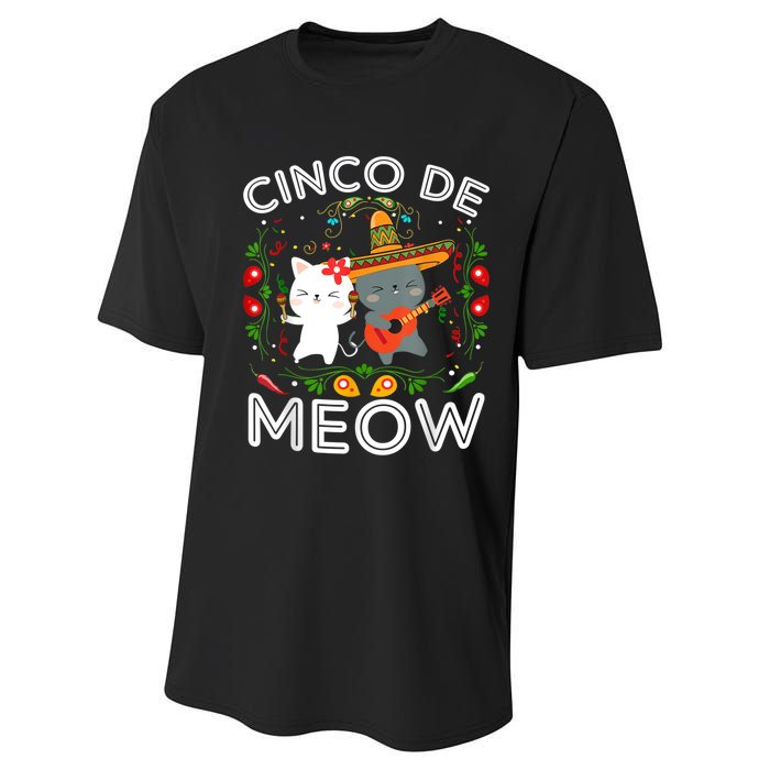 Cinco De Meow Mexican Kawaii Cat Kitten Performance Sprint T-Shirt