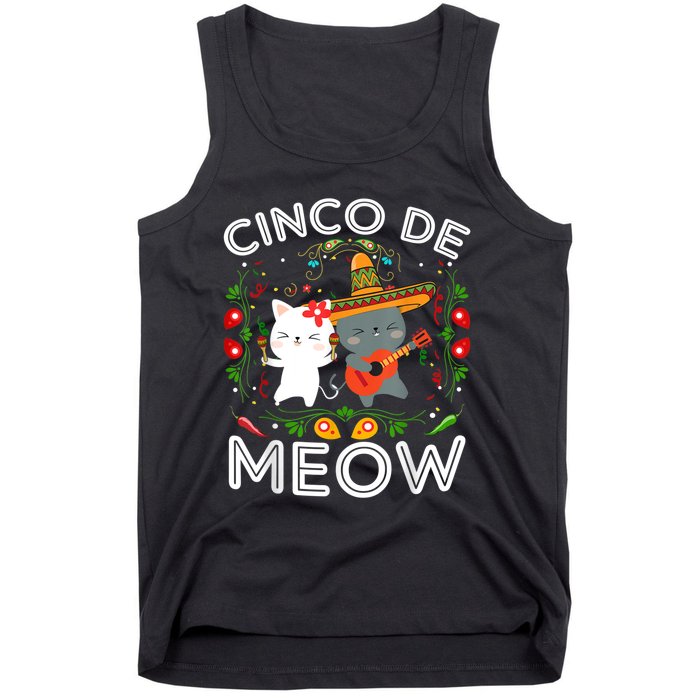 Cinco De Meow Mexican Kawaii Cat Kitten Tank Top