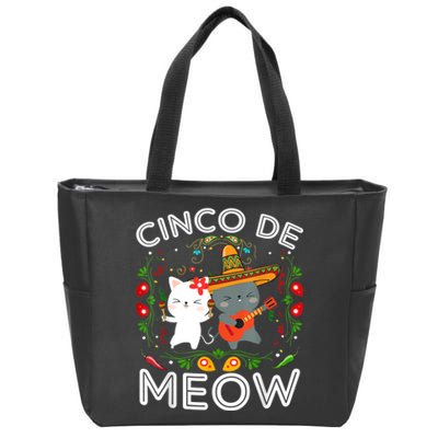 Cinco De Meow Mexican Kawaii Cat Kitten Zip Tote Bag