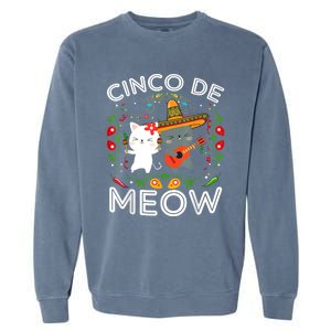 Cinco De Meow Mexican Kawaii Cat Kitten Garment-Dyed Sweatshirt