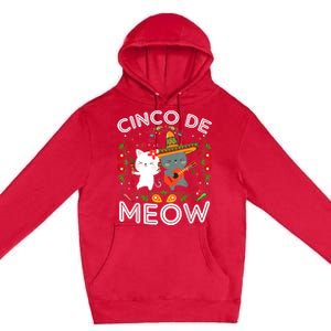 Cinco De Meow Mexican Kawaii Cat Kitten Premium Pullover Hoodie