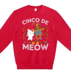 Cinco De Meow Mexican Kawaii Cat Kitten Premium Crewneck Sweatshirt