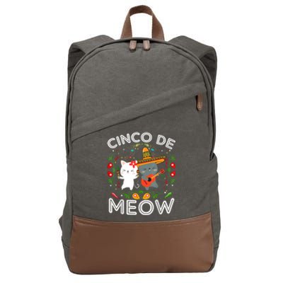 Cinco De Meow Mexican Kawaii Cat Kitten Cotton Canvas Backpack