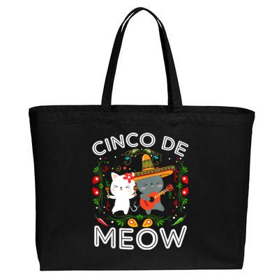 Cinco De Meow Mexican Kawaii Cat Kitten Cotton Canvas Jumbo Tote