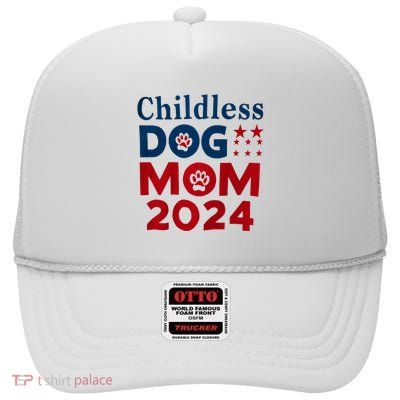 Childless Dog Mom Dog Lady Voting Patriotic Dog Paw High Crown Mesh Back Trucker Hat