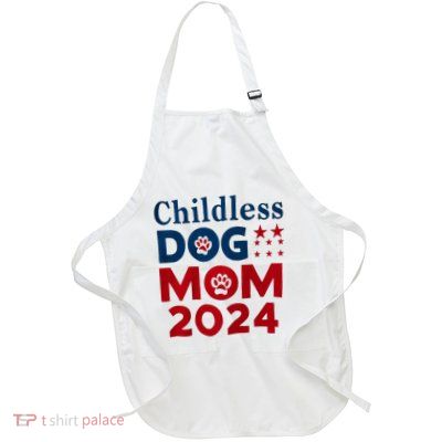 Childless Dog Mom Dog Lady Voting Patriotic Dog Paw Full-Length Apron With Pockets
