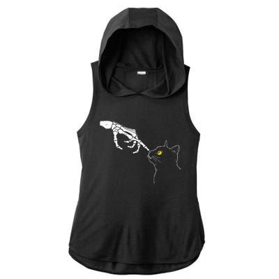 Cat Dad Mom Black Cat Lover Skeleton Hand Funny Halloween Ladies PosiCharge Tri-Blend Wicking Draft Hoodie Tank