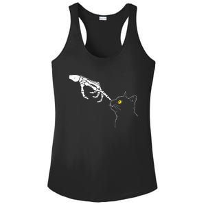 Cat Dad Mom Black Cat Lover Skeleton Hand Funny Halloween Ladies PosiCharge Competitor Racerback Tank