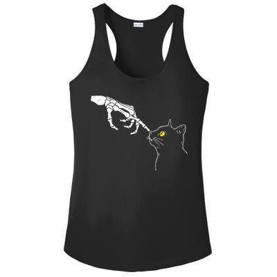 Cat Dad Mom Black Cat Lover Skeleton Hand Funny Halloween Ladies PosiCharge Competitor Racerback Tank