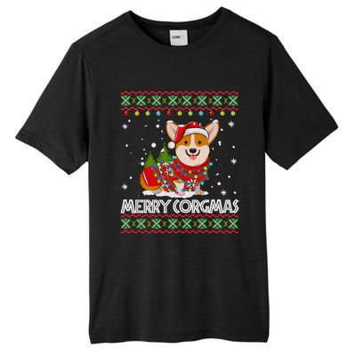 Corgi Dog Merry Corgmas Santa Corgi Ugly Christmas Sweater Tall Fusion ChromaSoft Performance T-Shirt