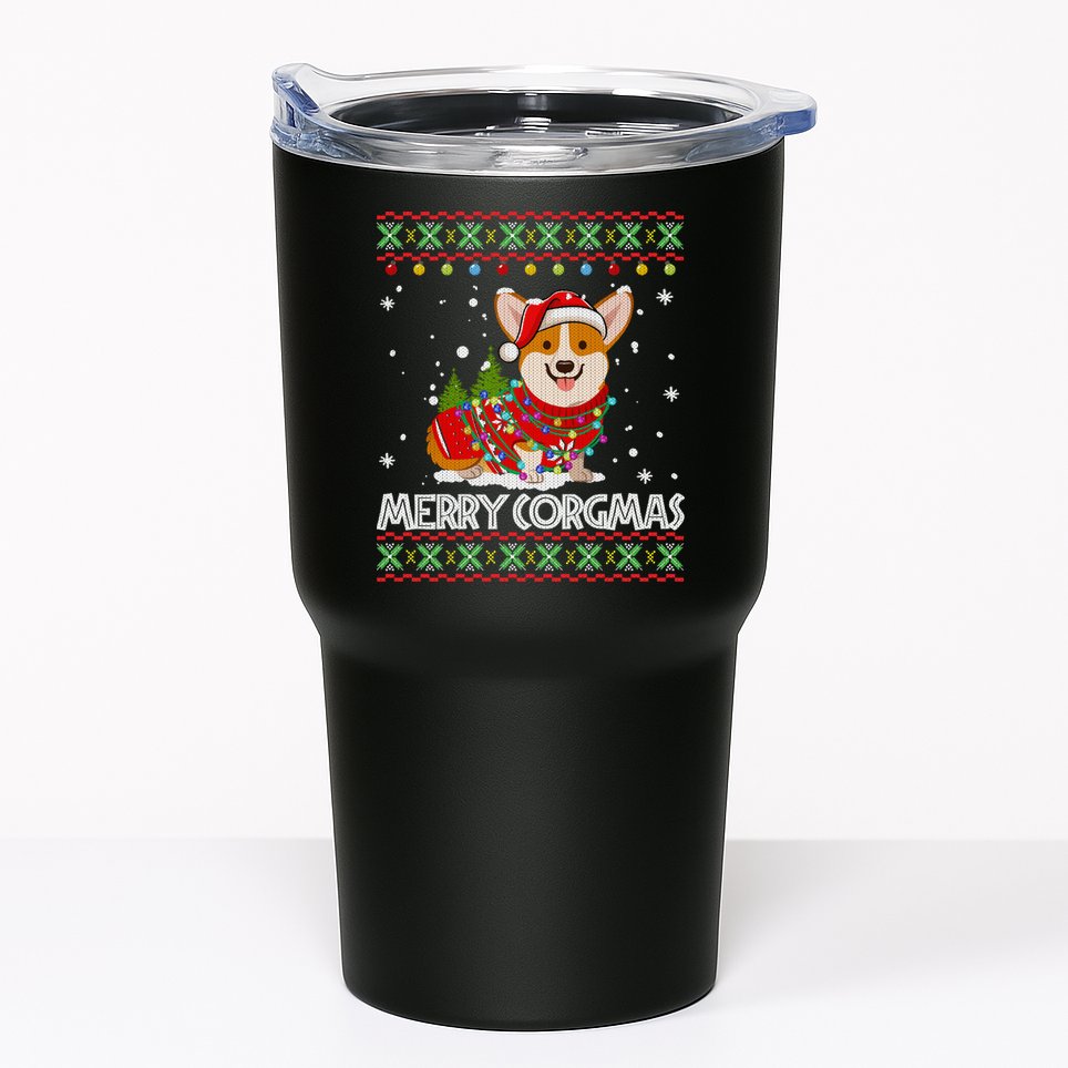 Corgi Dog Merry Corgmas Santa Corgi Ugly Christmas Sweater Tumbler