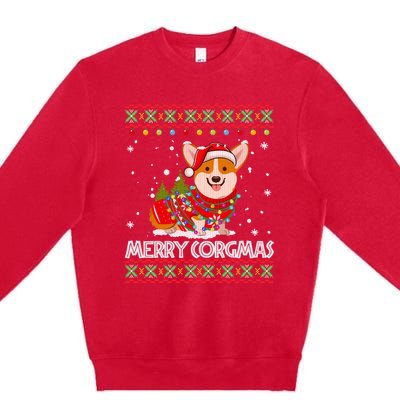 Corgi Dog Merry Corgmas Santa Corgi Ugly Christmas Sweater Premium Crewneck Sweatshirt