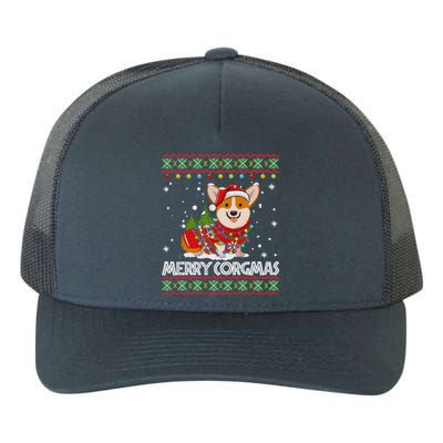 Corgi Dog Merry Corgmas Santa Corgi Ugly Christmas Sweater Yupoong Adult 5-Panel Trucker Hat