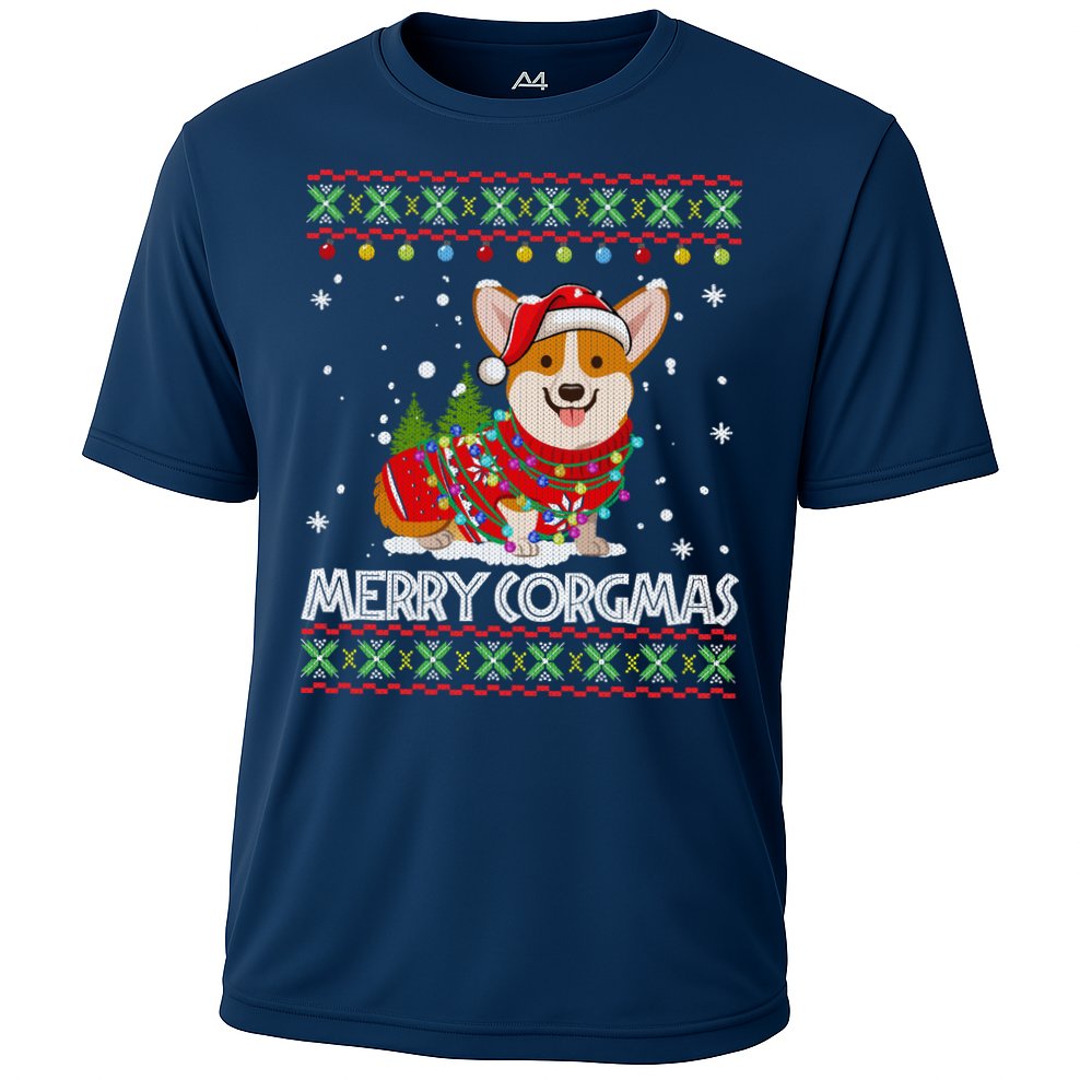 Corgi Dog Merry Corgmas Santa Corgi Ugly Christmas Sweater Cooling Performance Crew T-Shirt