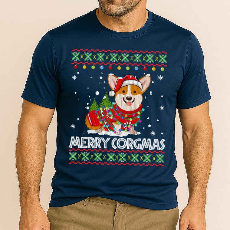 Corgi Dog Merry Corgmas Santa Corgi Ugly Christmas Sweater Cooling Performance Crew T-Shirt