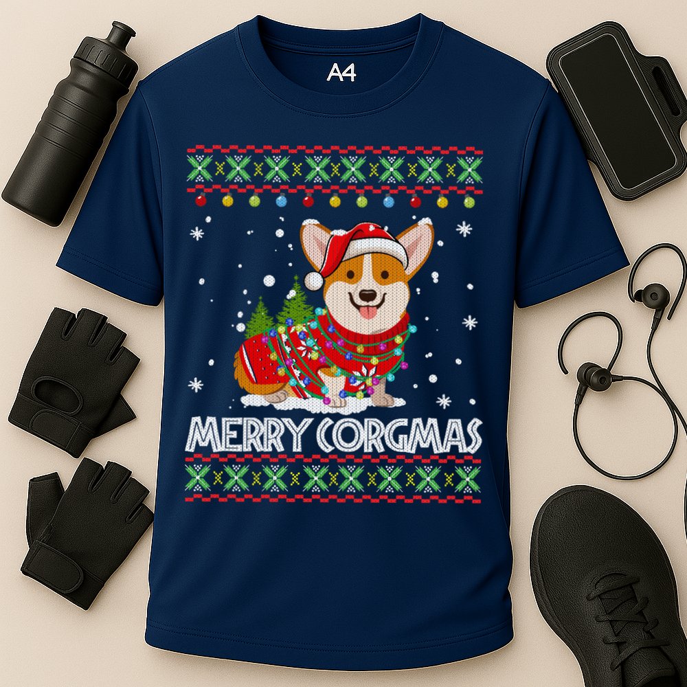 Corgi Dog Merry Corgmas Santa Corgi Ugly Christmas Sweater Cooling Performance Crew T-Shirt