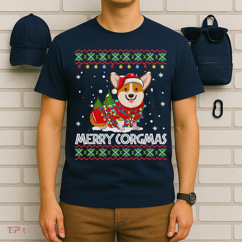 Corgi Dog Merry Corgmas Santa Corgi Ugly Christmas Sweater T-Shirt
