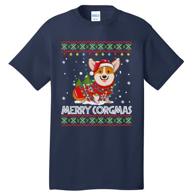 Corgi Dog Merry Corgmas Santa Corgi Ugly Christmas Sweater Tall T-Shirt