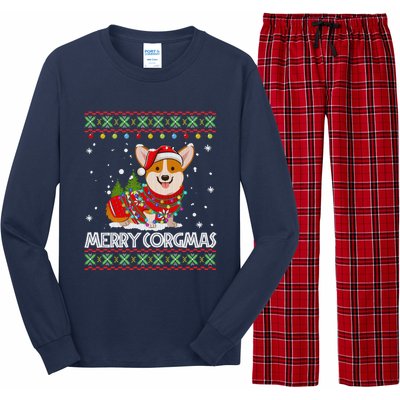 Corgi Dog Merry Corgmas Santa Corgi Ugly Christmas Sweater Long Sleeve Pajama Set