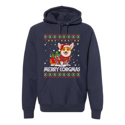 Corgi Dog Merry Corgmas Santa Corgi Ugly Christmas Sweater Premium Hoodie